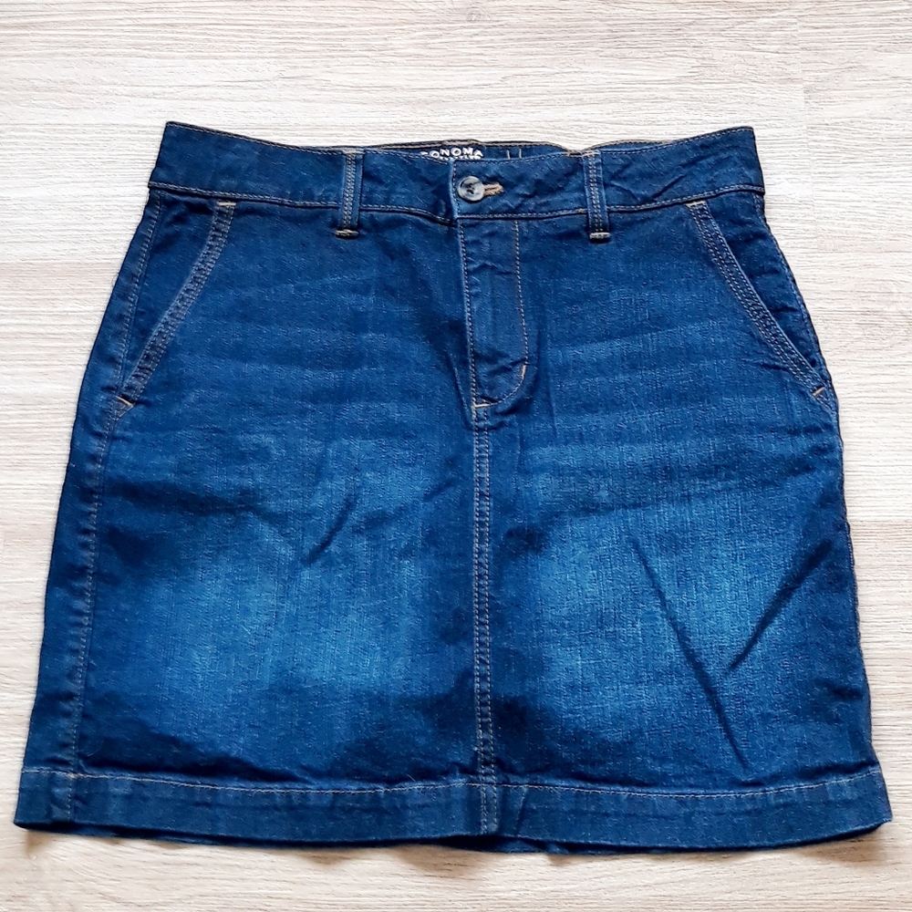 Sonoma Life + Style Blue Denim Everyday Skort - Sz 10 Dark Wash Jean Mini Skirt - Picture 9 of 9
